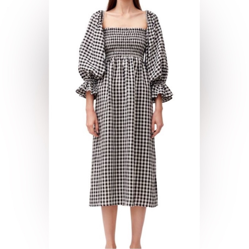 Sleeper Monochrome Gingham Long Sleeve Dress